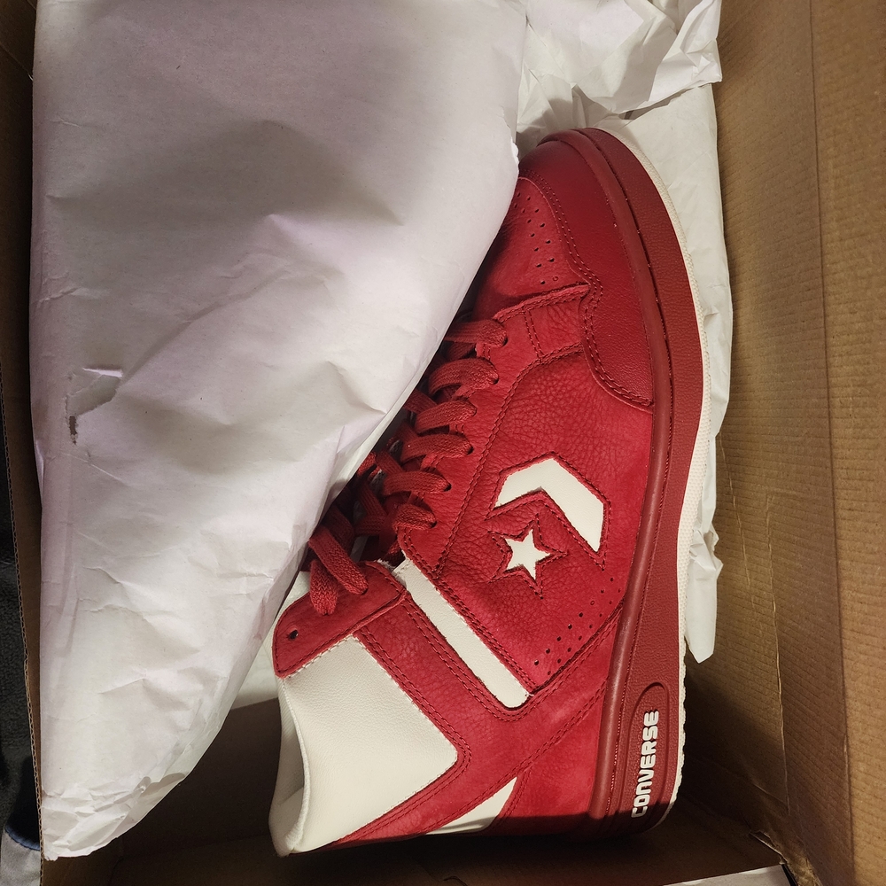 Converse Red and White High-Tops